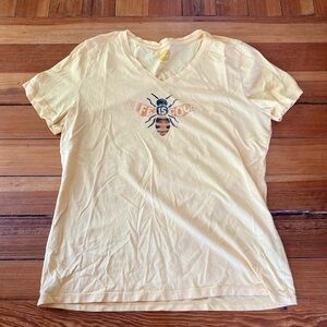 NWOT Life is Good V-neck yellow bee graphic t-shirt size medium